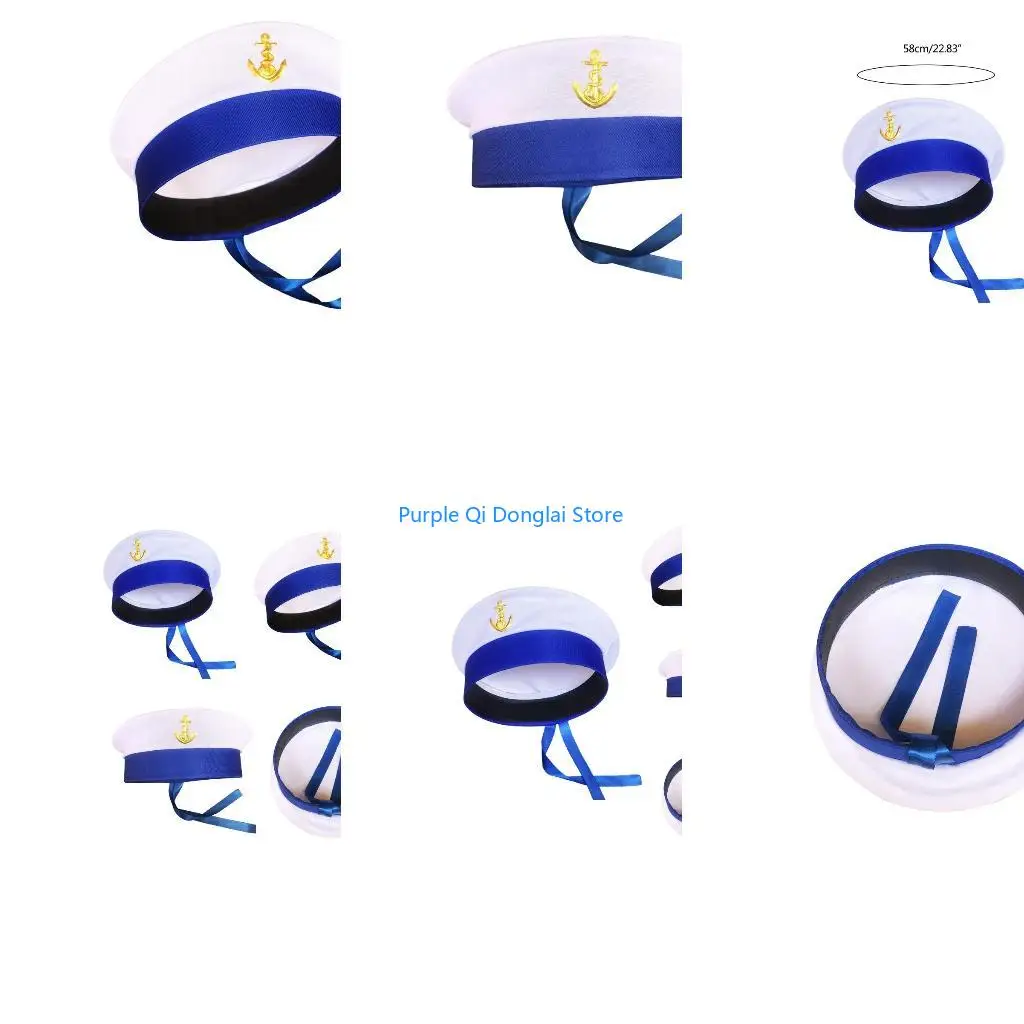 L21E Sailor Hat Sailor Captain Costume Men Marine Hat Yacht Captain Hat Funny