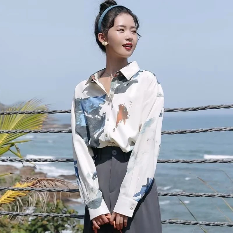 

Рубашки и блузки с принтом тай-дай для женщин, с дизайном, изысканная, элегантная, шикарная, милая, базовая, уличная одежда, мода 2025 года, женский топ в социальном стиле