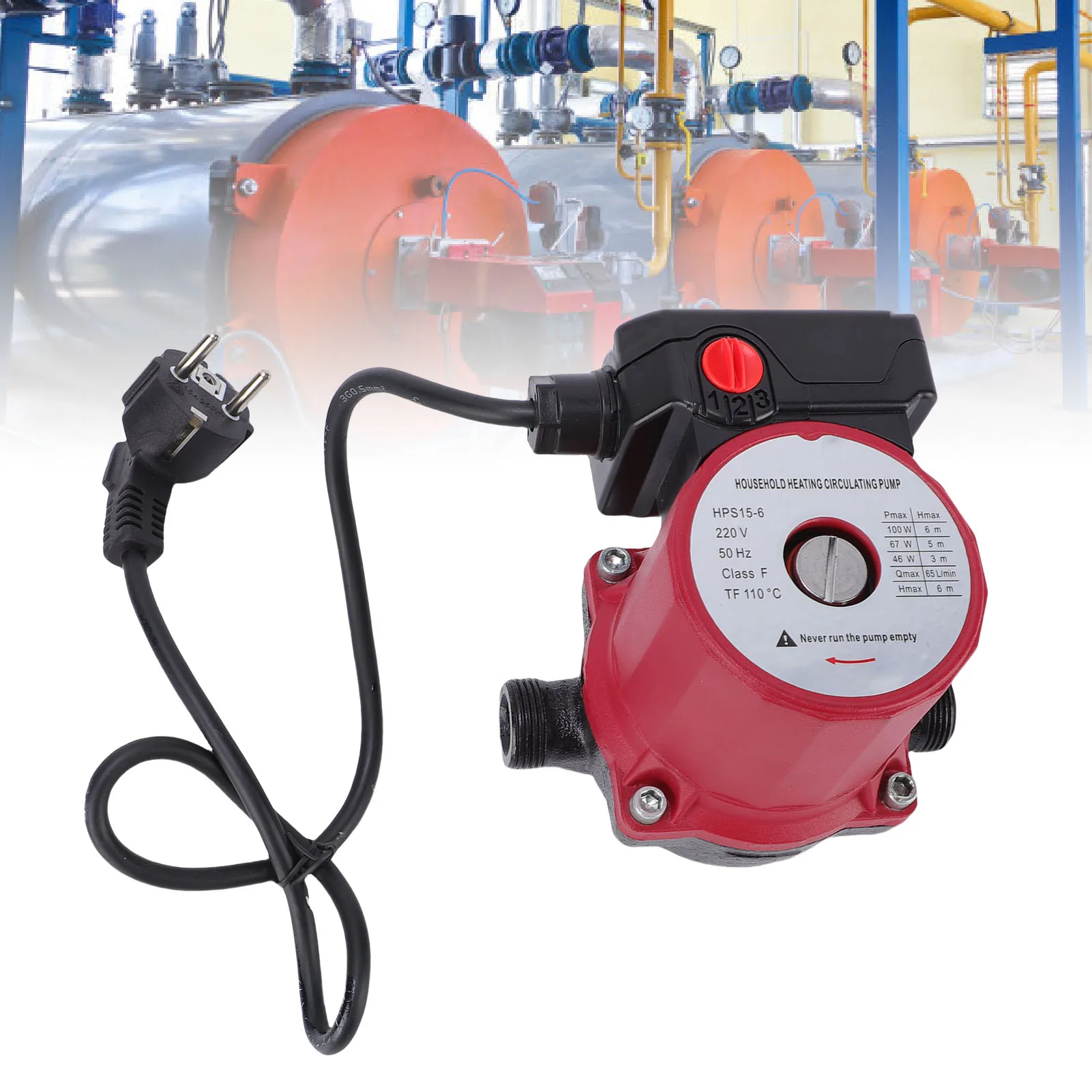 Electric Hot Water Pump 65L/min 46W 67W 100W 3 Speed Shielded Circulation Pump for Heater System NPT 1 In Pipe 3/4 In Joint
