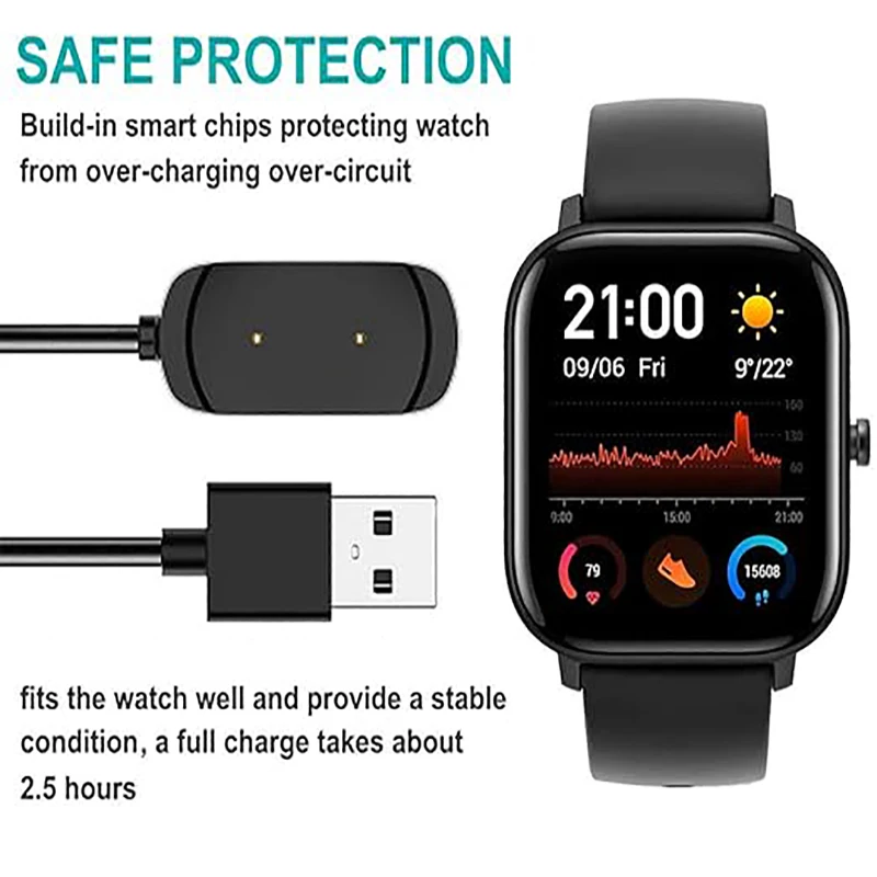 Charger for Huami Amazfit T-Rex GTR GTS 42/47mm A1901 A1909 A1918 Smart Watch USB Power Charging Cable Accessories