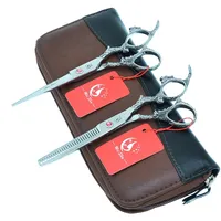6 Inch Dragon Handle Barber Shears Japan Steel Hair Cutting Scissors Salon Hairdressing Styling Thinning Clipper Trimmers A0111A