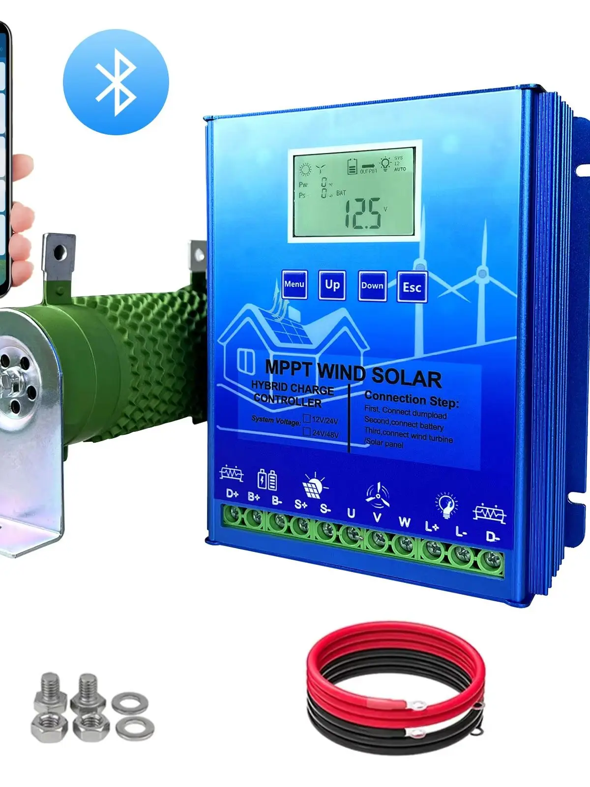 MPPT Hybrid Wind-Solar-Laderegler 2000W 3000W 12V/24V/48V Windturbinen-Solarpanel-Regler für Wind-Solar-Energiesysteme