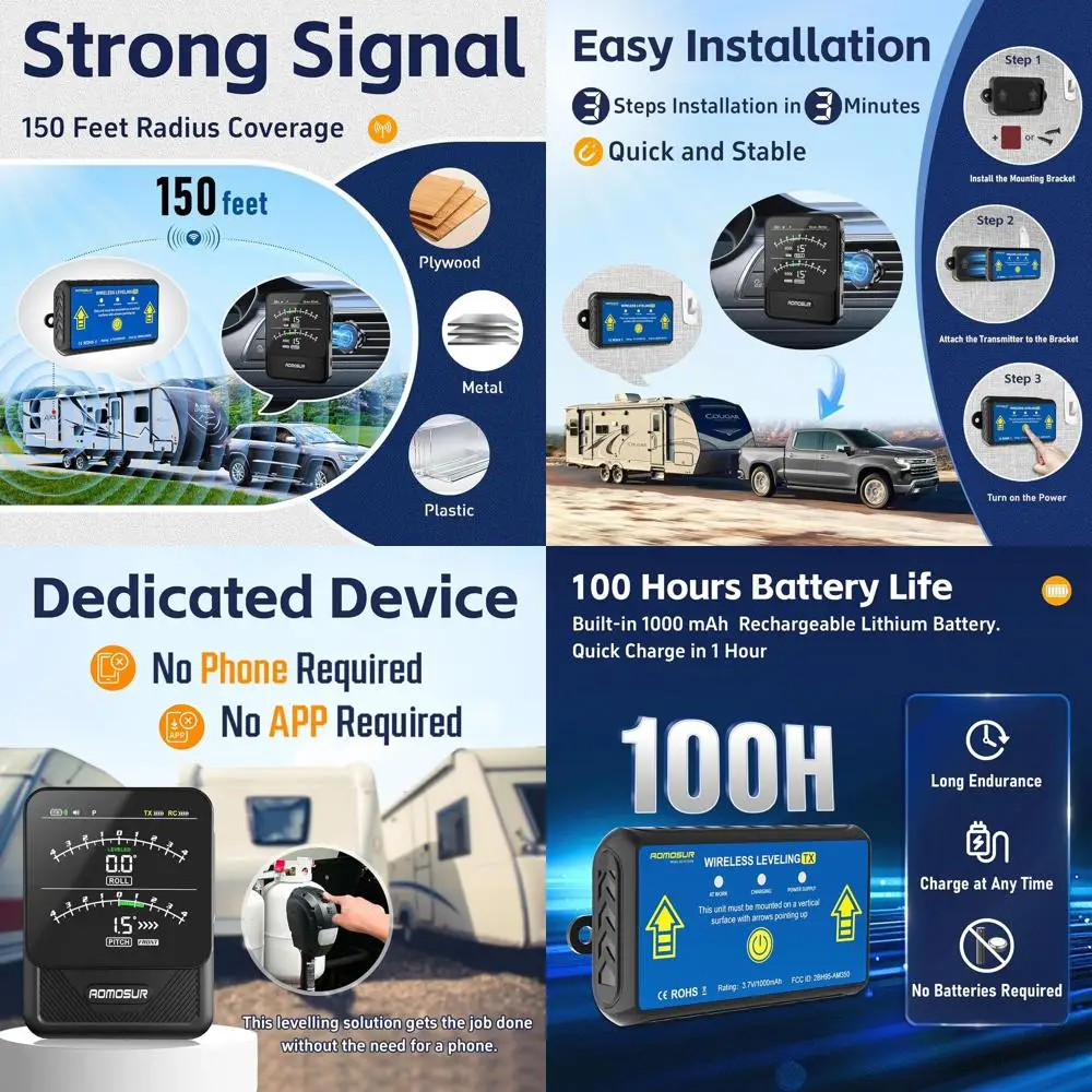 Wireless RV Leveling System, Smart Electronic Camper Leveler, Automatic Trailer Level Indicates, Cool Gadgets RV Accessories, De