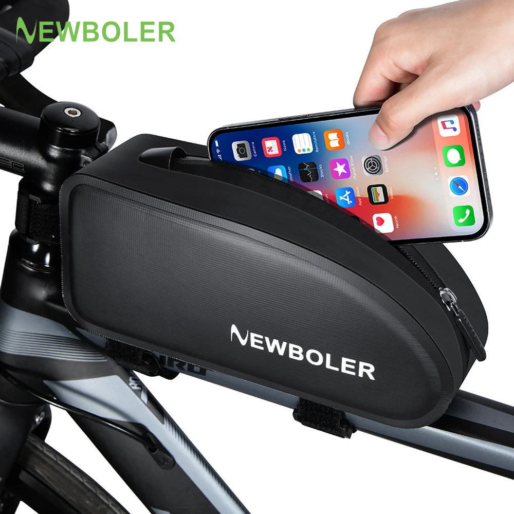 NEWBOLER Bicycle Bag Waterproof Cycling Top Front Tube Frame Bag Large Capacity MTB Road Bicycle Pannier Black Bike Accessories