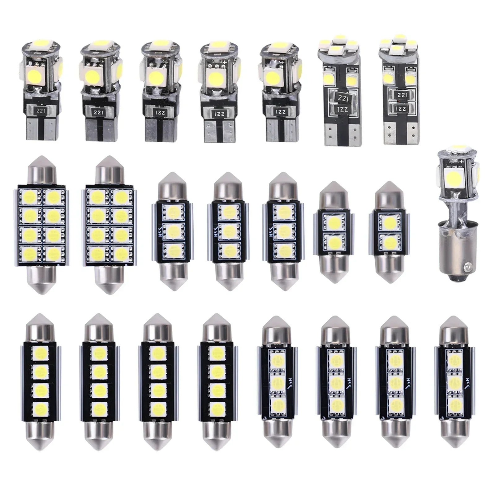 

23Pcs For Door Courtesy License Light Dome Light Bulb LED Car Bulb Kit Set Interior Car Light Bulbs T10 Festoon Replaces Bulbs