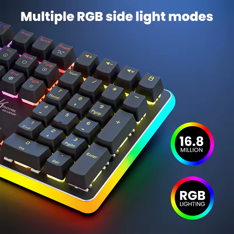 RK ROYAL KLUDGE RK918 Brazilian Portuguese Mechanical Keyboard 108 Keys RGB Backlight Gaming Keyboards with Side Lamp Hand Rest - Image 2
