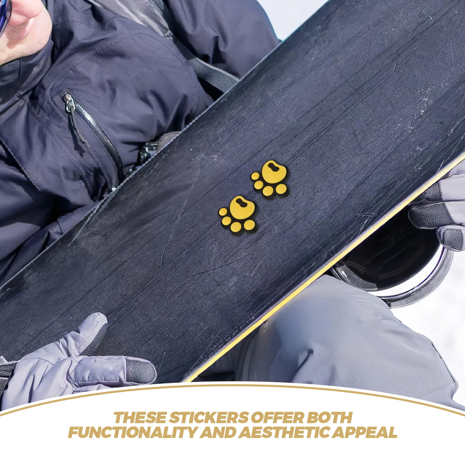 

4pcs Yellow Snowboard Nonslip Anti slip Stickers Ski Snow Animal Outdoor Sliding Bottom Pad for Snowboard Deck