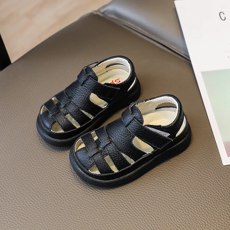 Baby Boys Sandals Girls Casual Shoes Summer Infant Toddler Shoes Anti-Slippery Genuine Leather Sport Beach Sandals for Kids