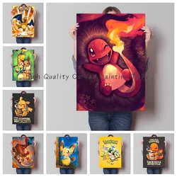 Póster de Pokémon Pikachu Snorlax Charizard Peripheral Drink Coffee, pintura en lienzo de Anime Vintage, arte de pared para niños, decoración de dormitorio