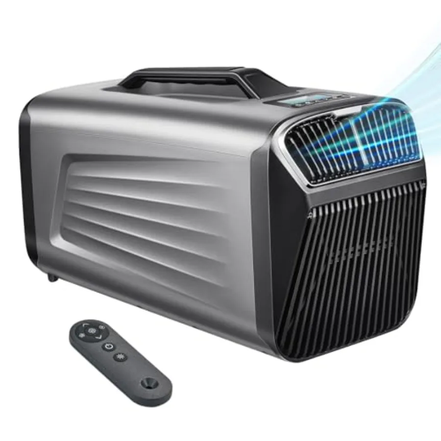 

Портативный кондиционер 5200 BTU для кемпинга, палаток, использования на улице и в помещении, 400 Вт, низкое энергопотребление, для охлаждения автодомов, грузовиков, фургонов и автомобилей, темно-серый