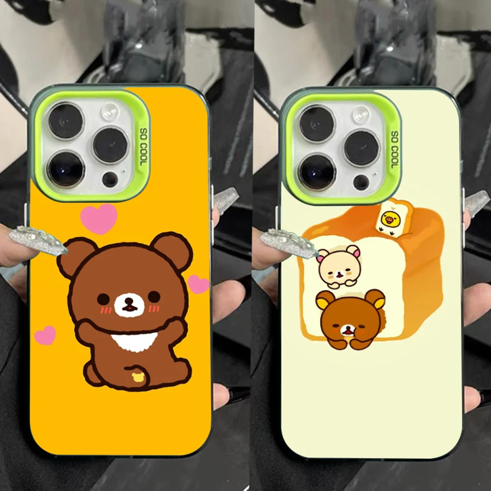 

Cute R-Rilakkuma Bear Phone Case For iPhone 16,15,14,13,12,11,Pro,Max,Plus,Mini,XS,SE Anti Fall Green Matte Hard Bumper