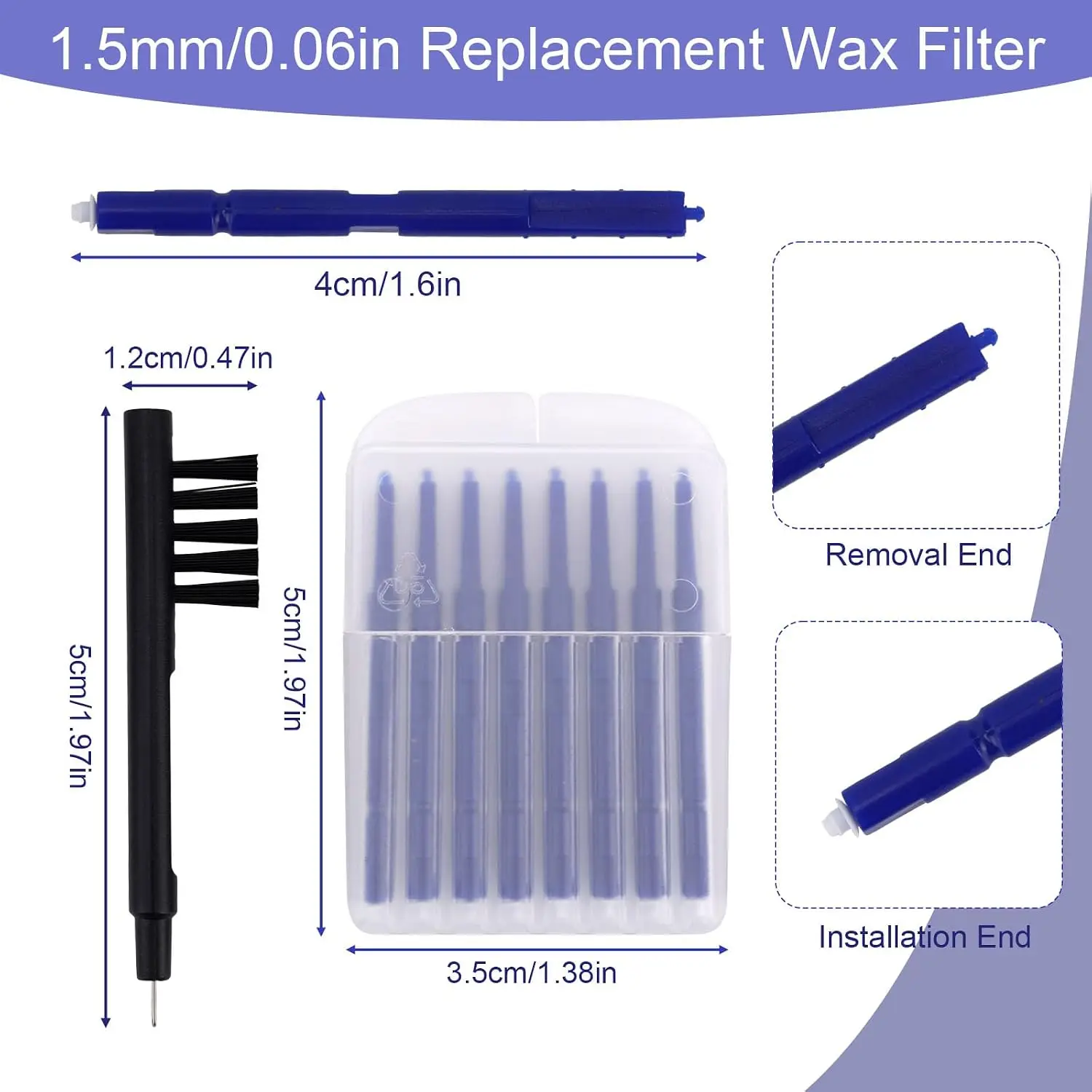 2packs includes 16pcs Wax Guard Filters for Audien Hearing, Hearing Filters Accessories with Cleaning Brushes Cleaning Tools