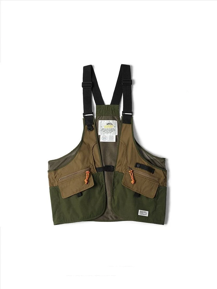 High Street Custom Logo Men's And Women's Outdoor Multi-pocket Functional Tactical Fishing Vest Casual Stylish Contrast Color
