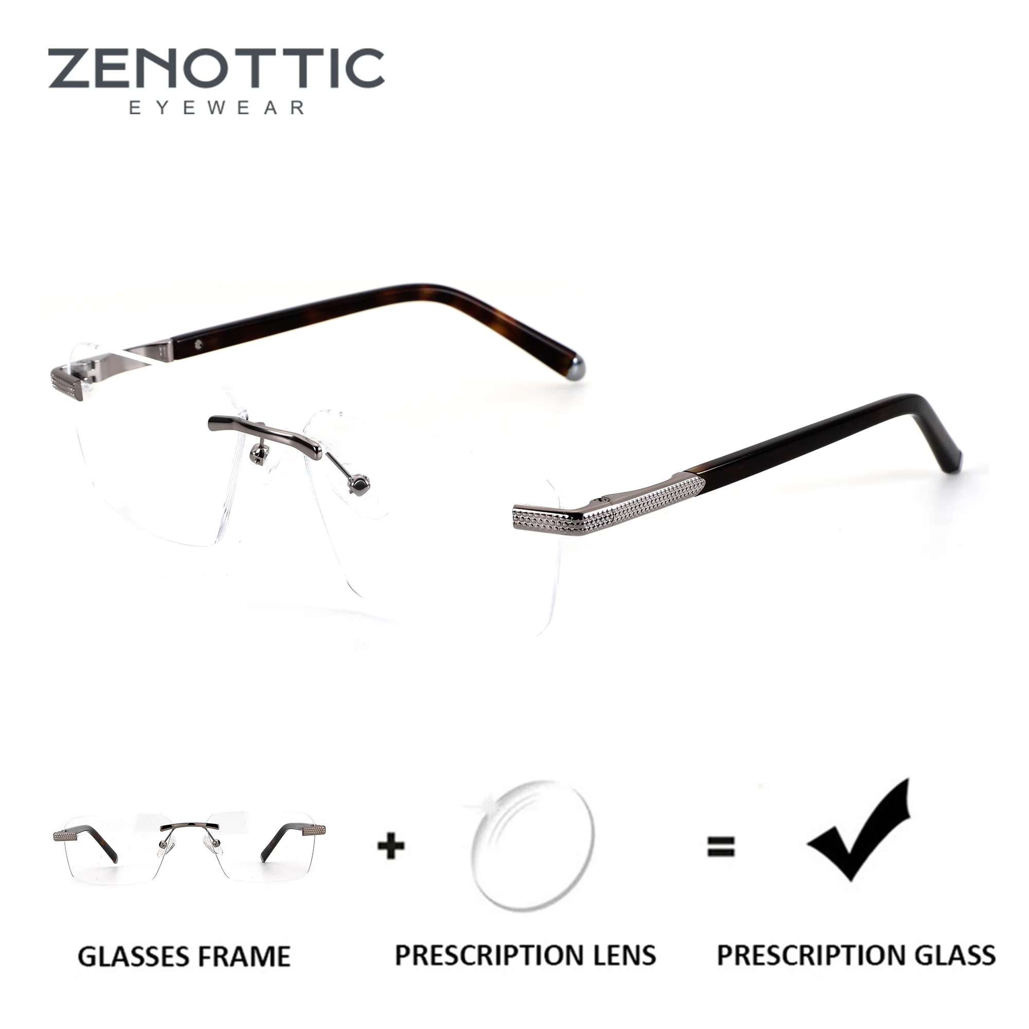 

Очки ZENOTTIC (размер M) с квадратной металлической оправой без оправы для мужчин, очки с прогрессивными оптическими линзами, очки для коррекции близорукости с защитой от синего света