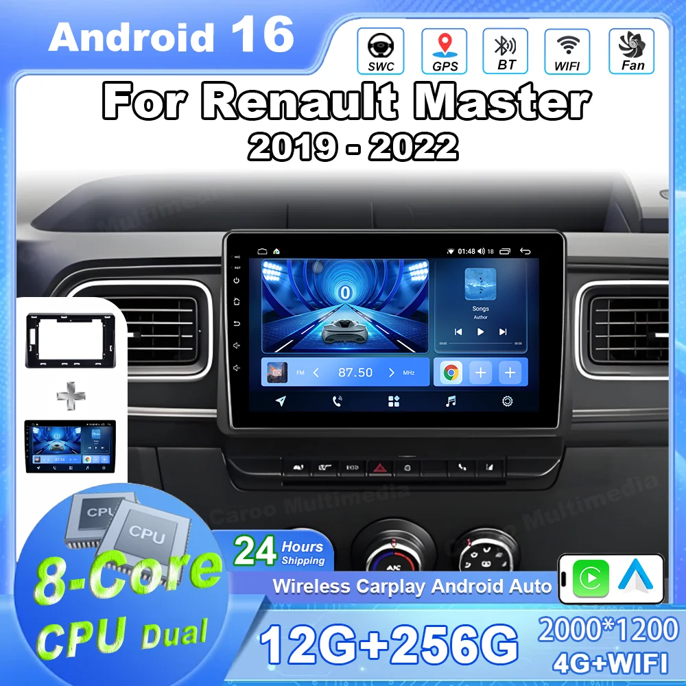 Android 15 para renault master 2019 2020 2021 2022 carro multimídia player de vídeo rádio estéreo navegação gps bluetooth sem 2din wifi