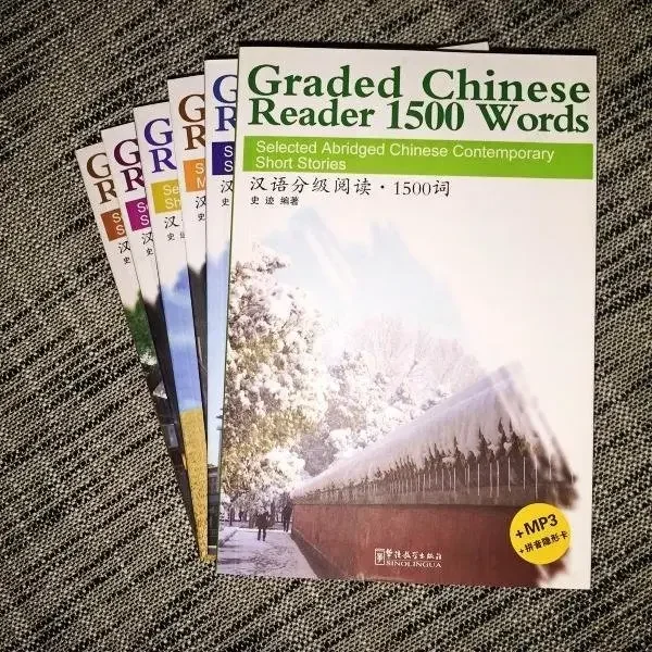 HSK-juego de 6 libros de lectura chinos, libro de cuentos contemporáneos Chinos, tamaño 1-6, 500-3000 palabras