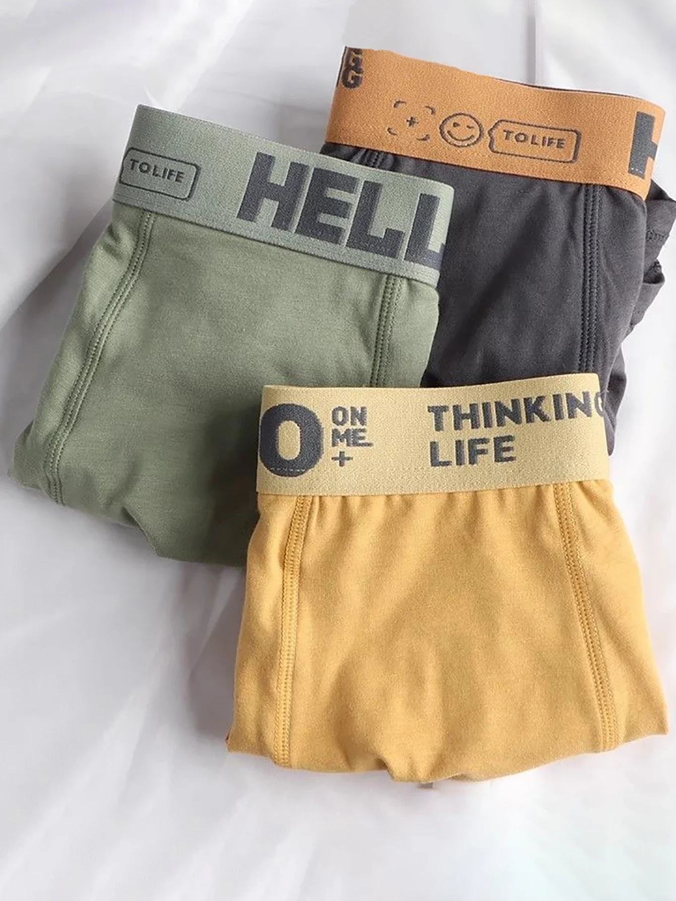 3pcs random men's pure cotton flat corner underwear comfortable soft high-quality pure cotton material daily fitness exercis