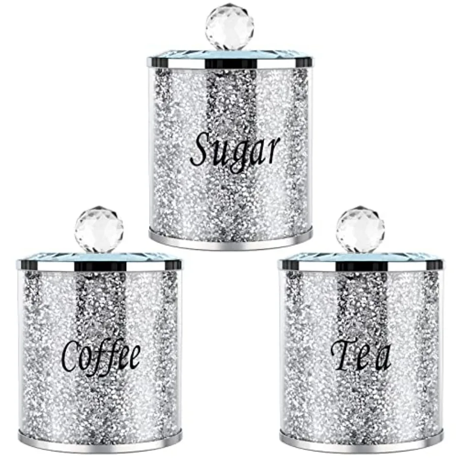 

Airtight Kitchen Canister Set with Lids for Coffee Sugar Flour Storage Elegant Diamond Pattern Design Decorative Containers Ide