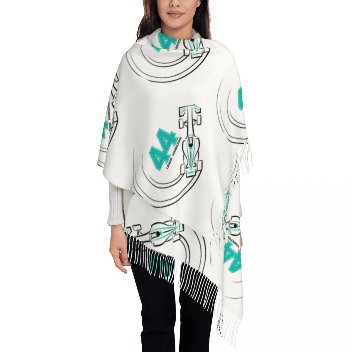 Lewis Hamilton 44 Scarf Tassel Scarves Women Soft Warm Shawls and Wraps Large Fall Winter Shawl Wrap