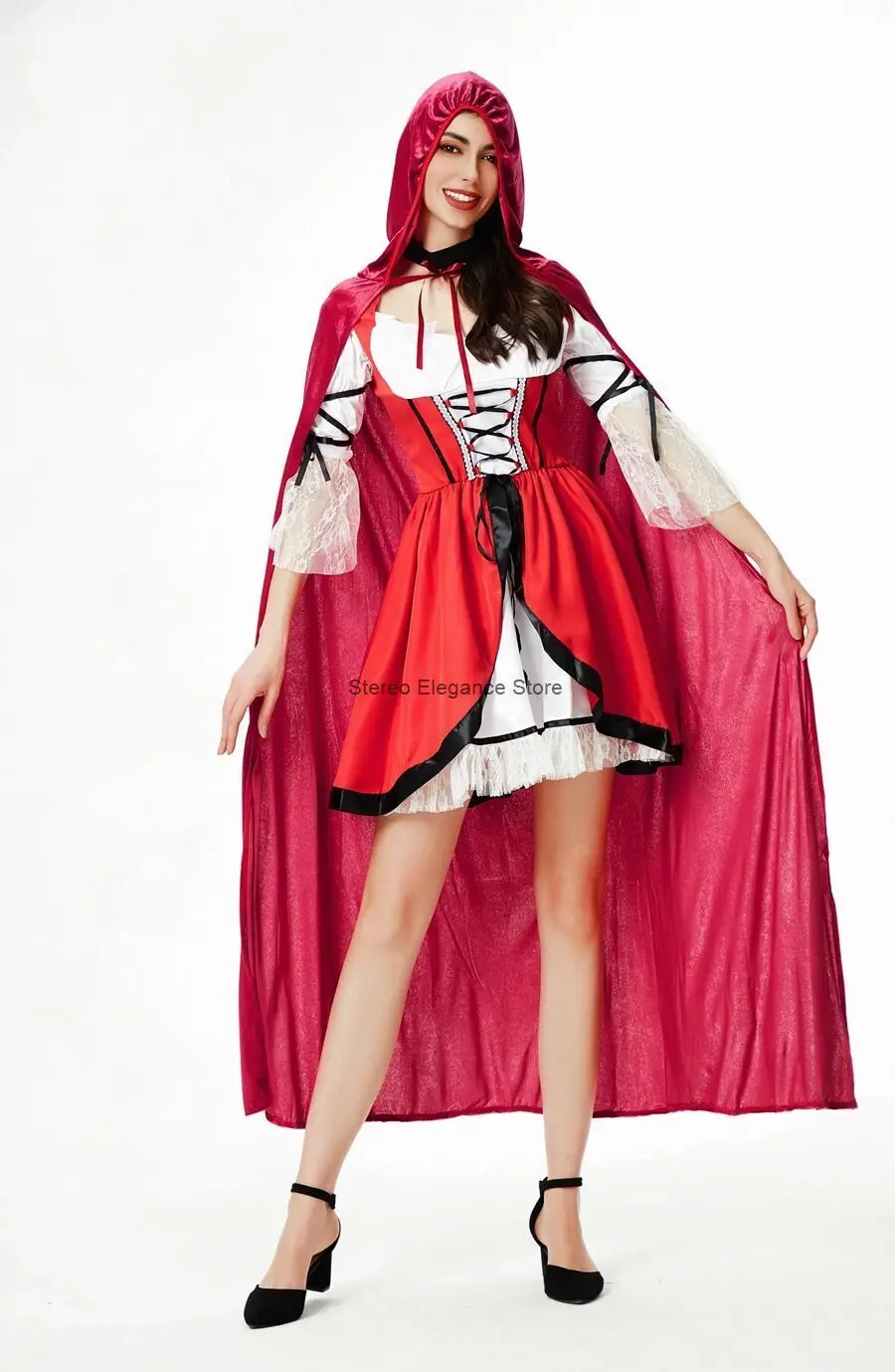 Costume d'Halloween du Petit Chaperon Rouge, pour Performance sur Scène, Robe Everak Cos, 2024