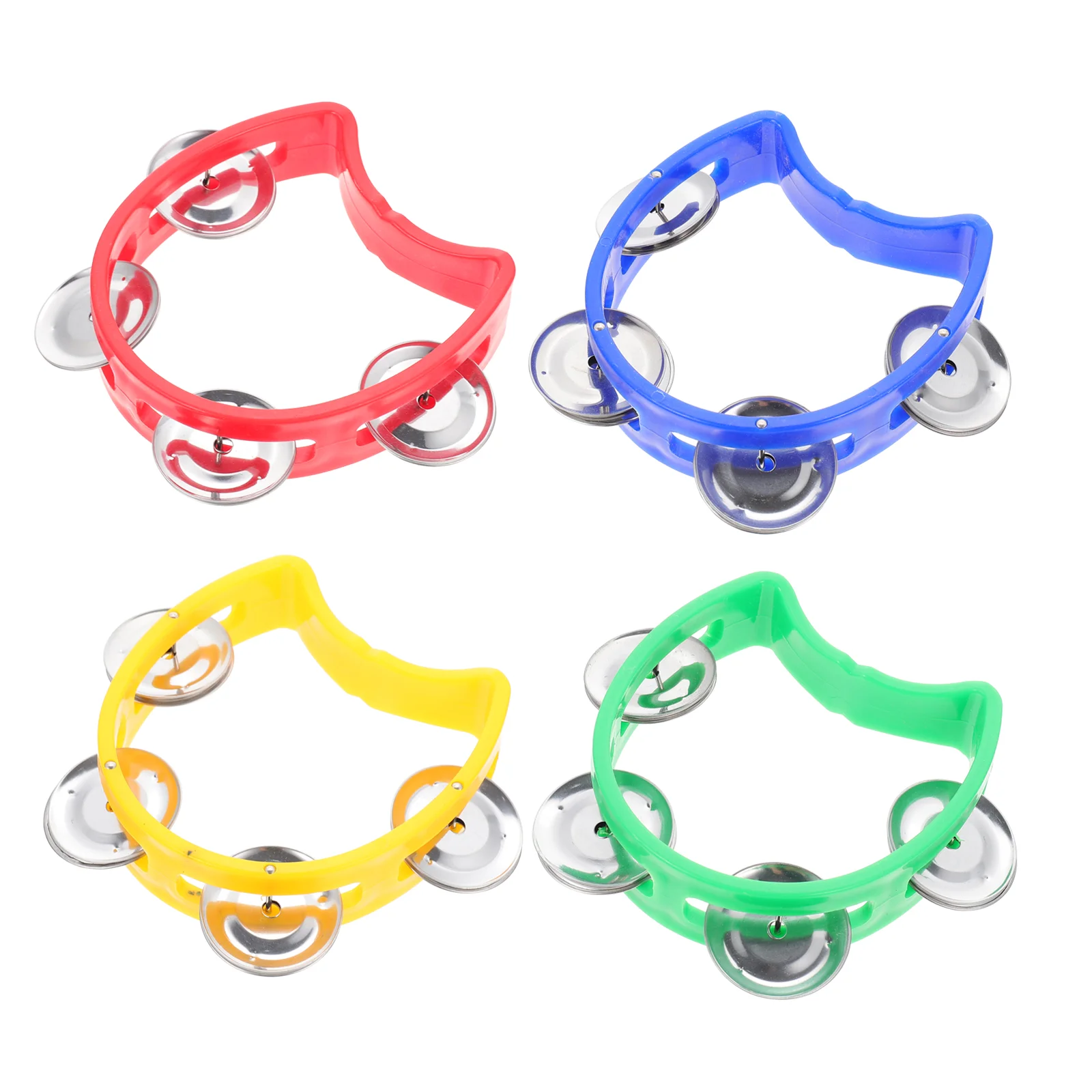 4 Pcs Orff Bells Percussion Tambourine Handheld Plastic Handbell Children’s Toys Music Instrument Enlightenment Plaything Iron