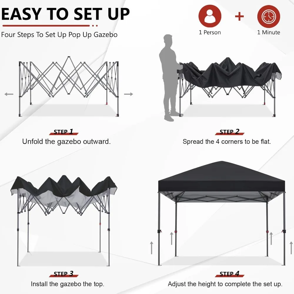 Pop Up Canopy - Outdoor Patio Portable Canopy Tent Heavy Duty for Backyard and Deck