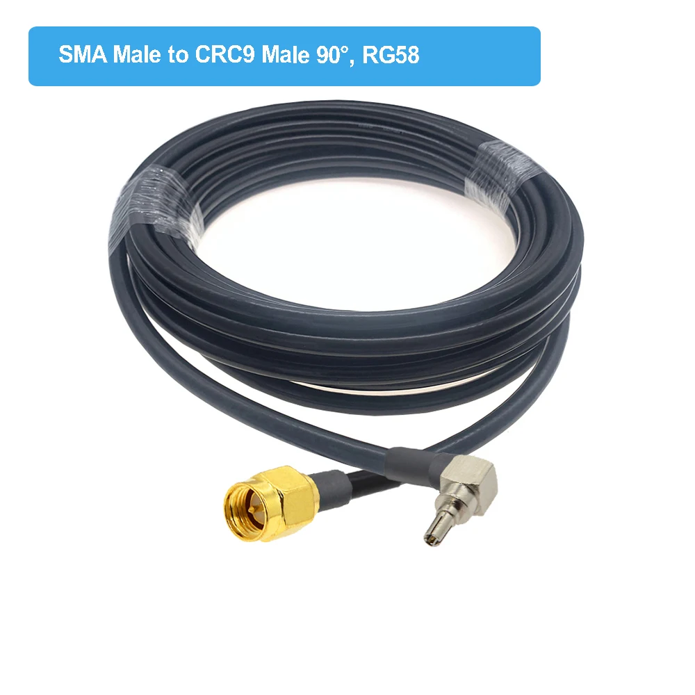 RG58 Cable SMA Male to CRC9 Male Right Angle Plug RF Coaxial Pigtail 3G Modem Extension Cord Adapter 0.5M 1M 2M 5M 10M 20M