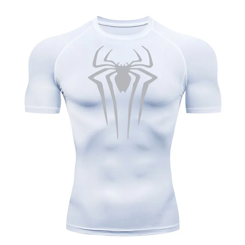 Summer T-Shirt Short Men White Compression Shirt Quick Dry Sports Top Casual Crew Neck Black Compression Sportswear Long sleeve