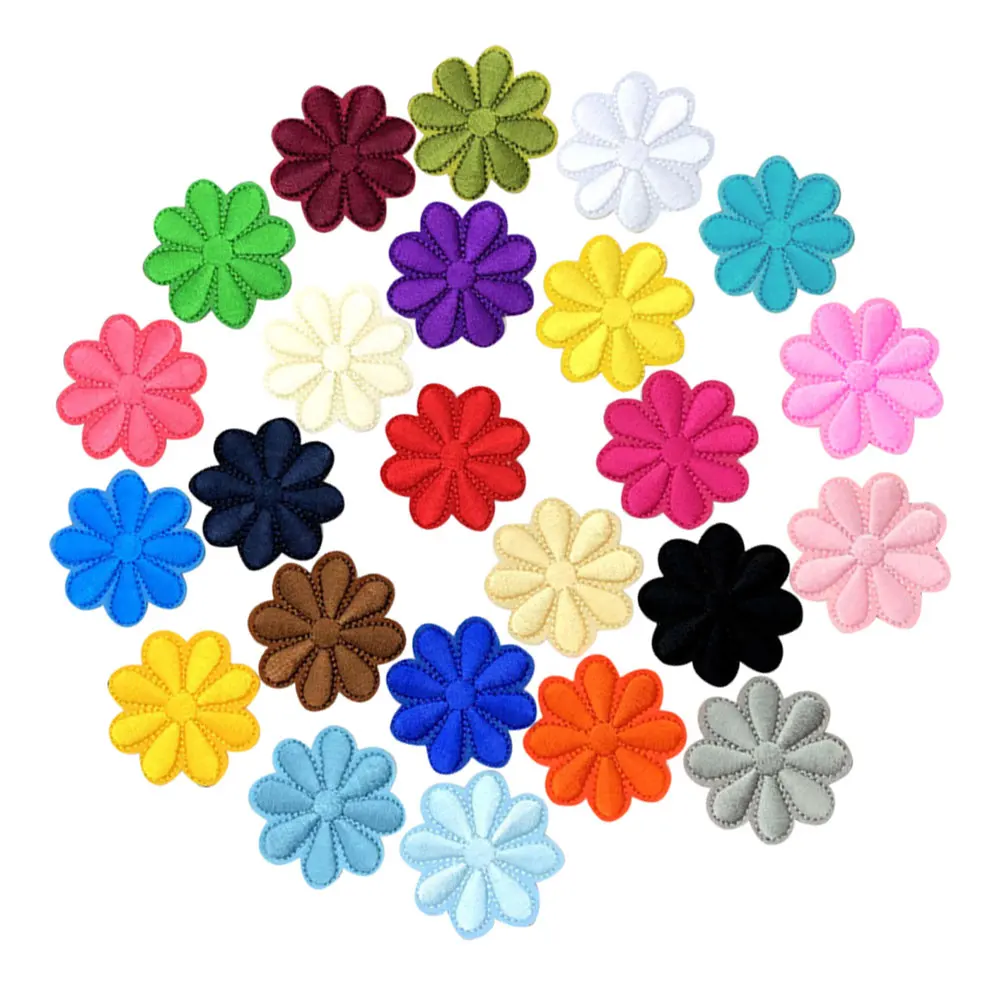 

50pcs Embroidery Patches Flower Embroidery Patches Multicolor Cloth Stickers Decoration Sewing Accessories Elastic Band