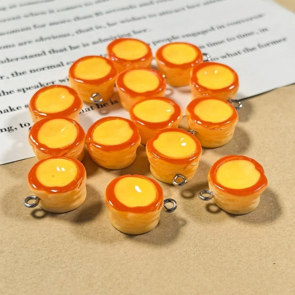 10Pcs Mini Pudding Egg Tart Charms Simulation Dessert 3D Resin Food Pendants for Earrings Bracelets Keychain Decor Jewelry Make