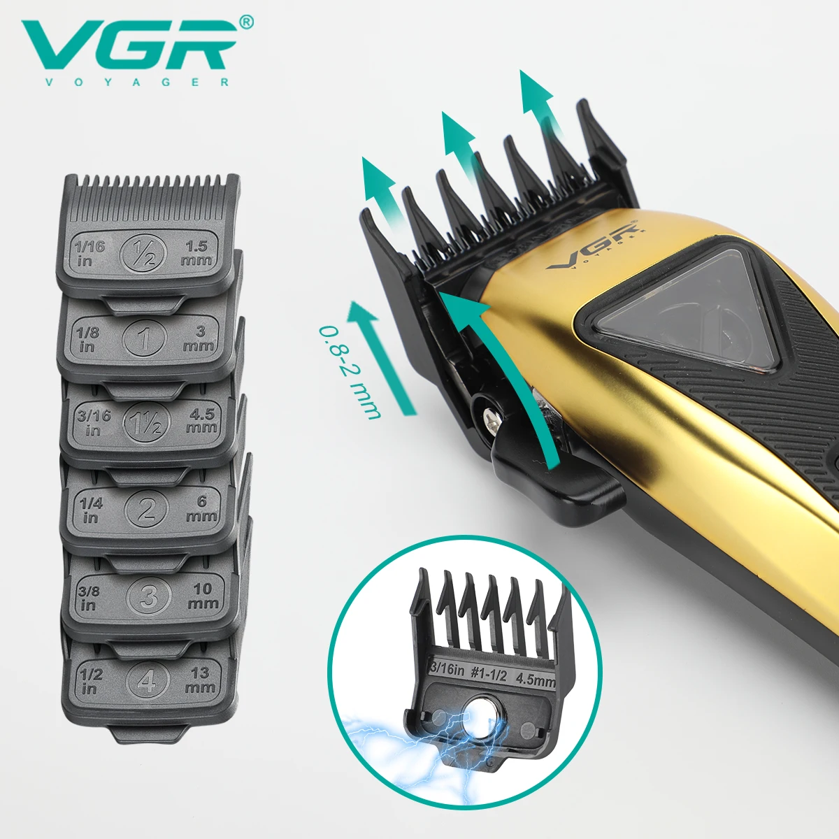 VGR Gunting Rambut Profesional Pemangkas Rambut Listrik Mesin Pemotong Rambut Motor Vektor Potong rambut 9000 RPM Alat Pemotong untuk Pria V-015