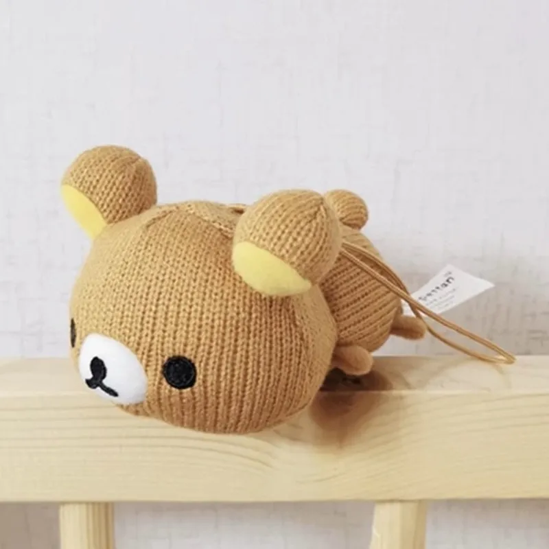 귀여운 Rilakkuma 곰 니트 플러시 키체인, 스크린 클리너, 작은 팬던트, 어린이 봉제 장난감, 신제품
