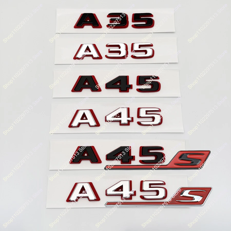 3D ABS A35 A45 A45s Chrome Black Red Logo Letters Badge Car Fender Trunk Rear Logo Sticker Emblem For W176 W177