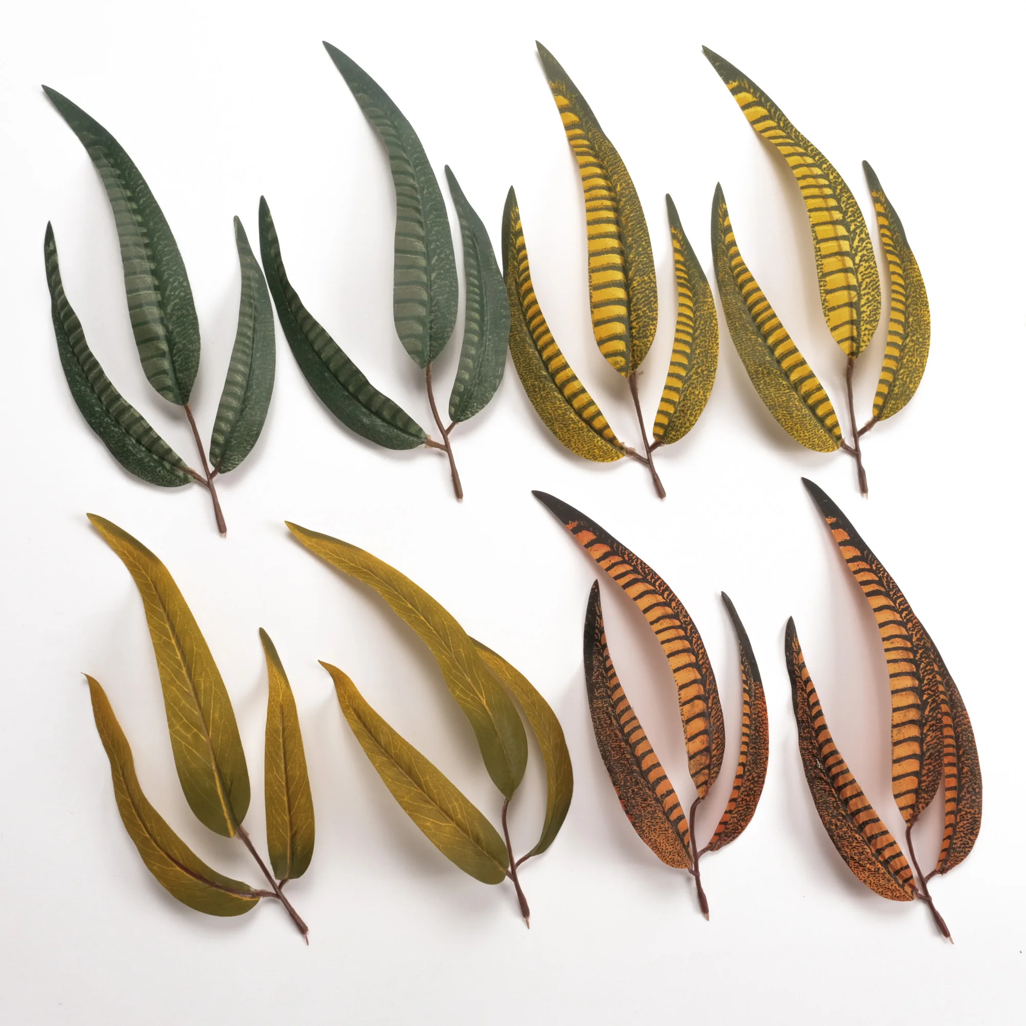 4Color Artificial Silk Foliage Feather Eucalyptus Fake Leaf For DIY Bouquet Craft Wreath Cake Topper Table Wedding Decor 10/100P