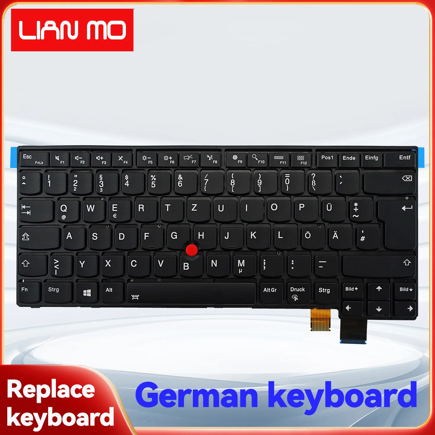 German layout with backlit replacement keyboard for Lenovo ThinkPad T460P laptop keyboard