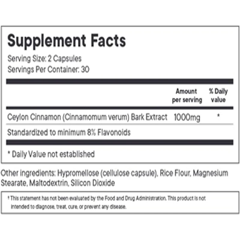 Ceylon Cinnamon Extract Capsules, 1000mg | Third Party Testing, 60 Capsules