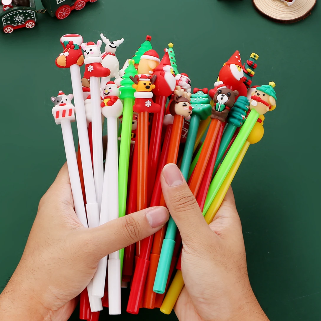 50Pcs/Lot Christmas Cute Cartoon Santa Snowmen Elk 0.5mm Black Ink Gel Pens Christmas Tree Pen School Office Stationery Gifts