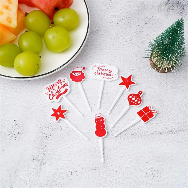 Christmas Fruit Fork Food Pick Sliced Fruit Fork Animal Plastic Toothpick Stick Bento Accessories Children's Food Selection