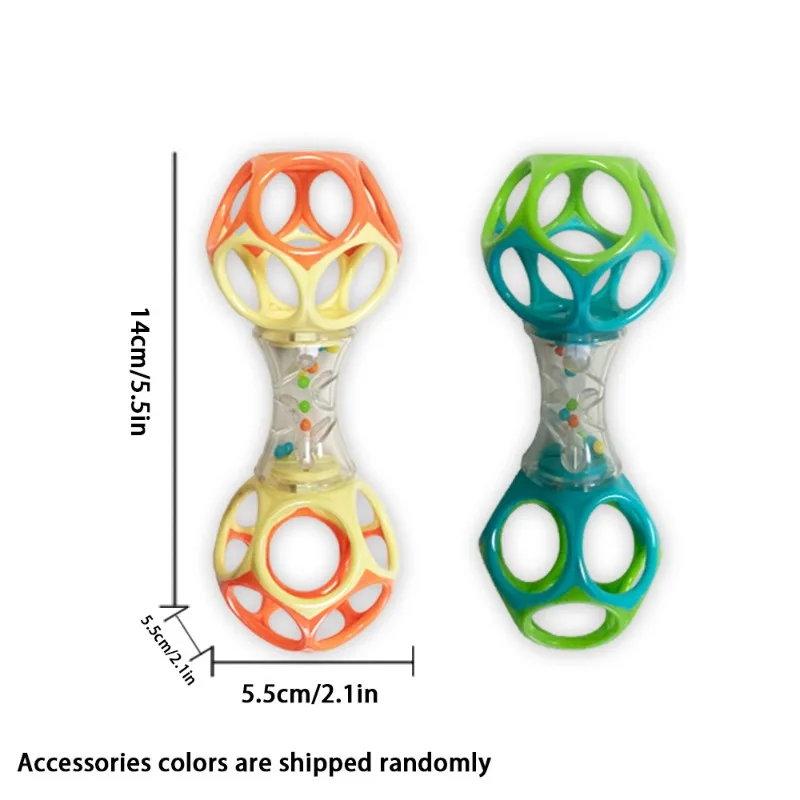Baby Rattle Nibbling Toy Shake Barbell Toy Toddler Soft Double-headed Hand Rattles Soothing Hand Grip Rattles Baby Newborn Gift