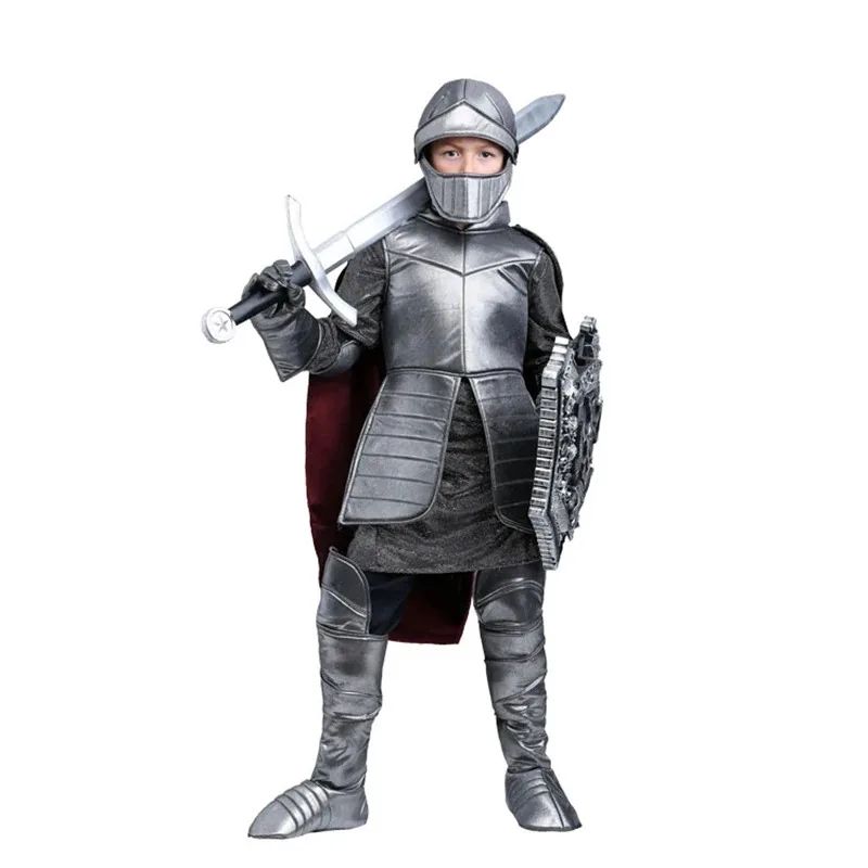 Nova festa de halloween crianças guerreiro real cavaleiro trajes meninos soldado crianças medieval romano cosplay carnaval fantasia vestido para criança