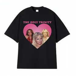 The Holy Trinity Britney Spears and Lindsay Lohan T-Shirt Men Women Clothing Fashion T-shirts Harajuku Retro 100% Cotton T Shirt