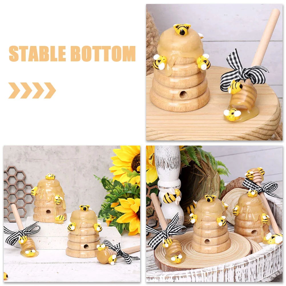 Bees Letter Festival Decoration Adorable Beehive Wooden Household Tiered Tray Supply Weaving Outdoor Dipper Adornment