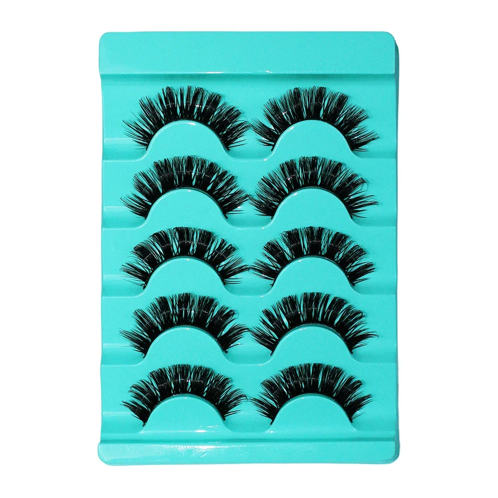 Faux cils 3D à bande russe, faux cils en vison moelleux, aspect naturel, 5 paires