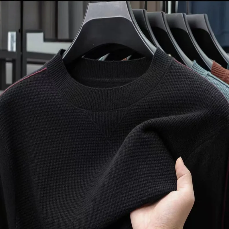 

Дизайнерский оригинальный мужской трикотаж с высоким воротником, осень-зима, новый утолщенный теплый свитер с защитой от катышков, модная повседневная мужская одежда