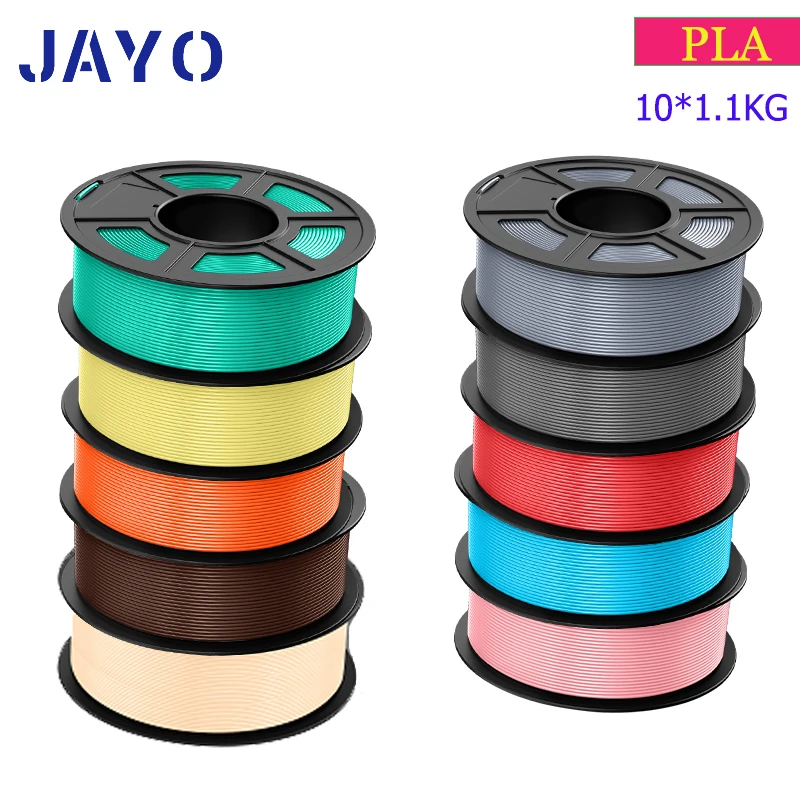 JAYO PLA Filaments 5 Rolls/ 3D Printer Filament 1.75mm FDM 3D Printer Materials Neatly Wound High Toughness for FDM 3D Printer