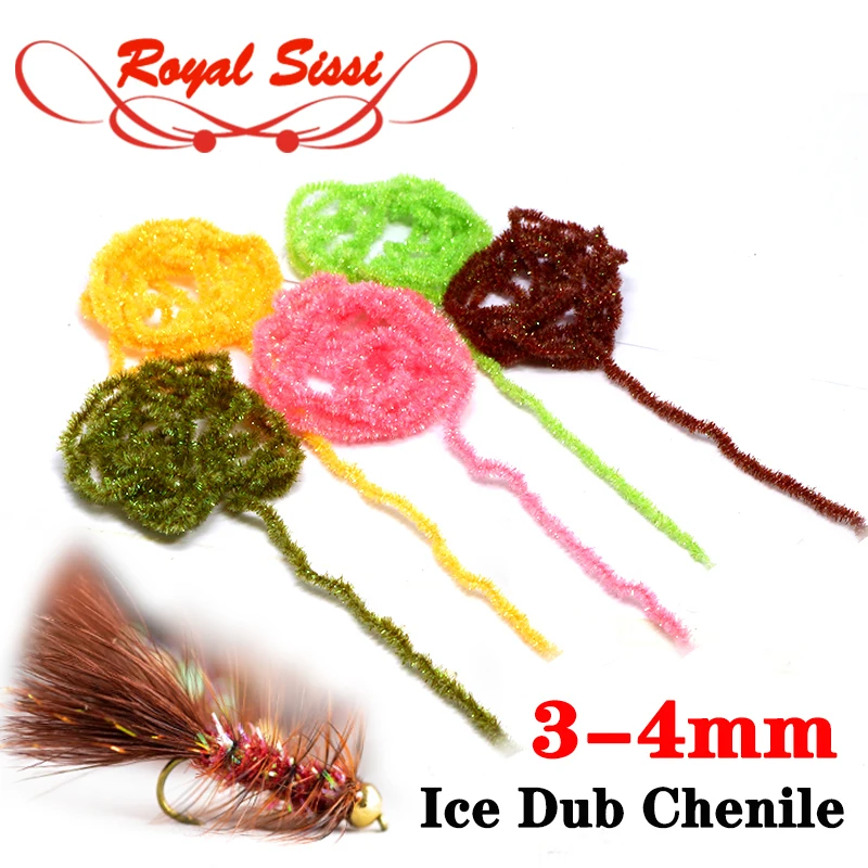 New developed 2yds/pack 3-4mm slim ice dub chenille sparkle fluff body wrapping fly tying materials for trout/salmon fly pattern