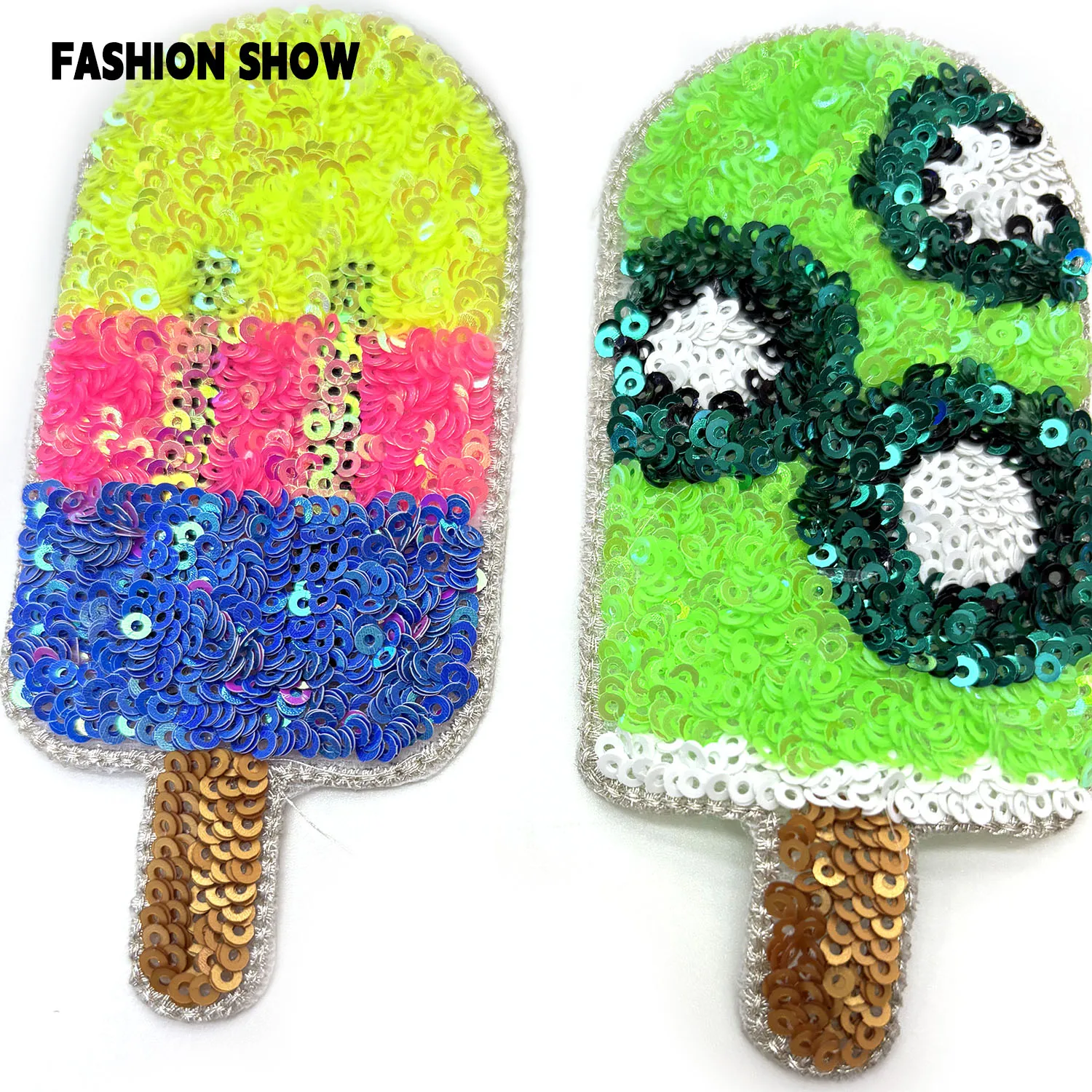 رقع تطريز بالترتر على شكل آيس كريم مخروط الثلج، رقع حجر الراين الإصلاح الساخن، يمكن كيها أو خياطةها يدويًا، إكسسوارات الملابس، ديكور DIY، البلوزات، القمصان، القبعات، الإصلاح