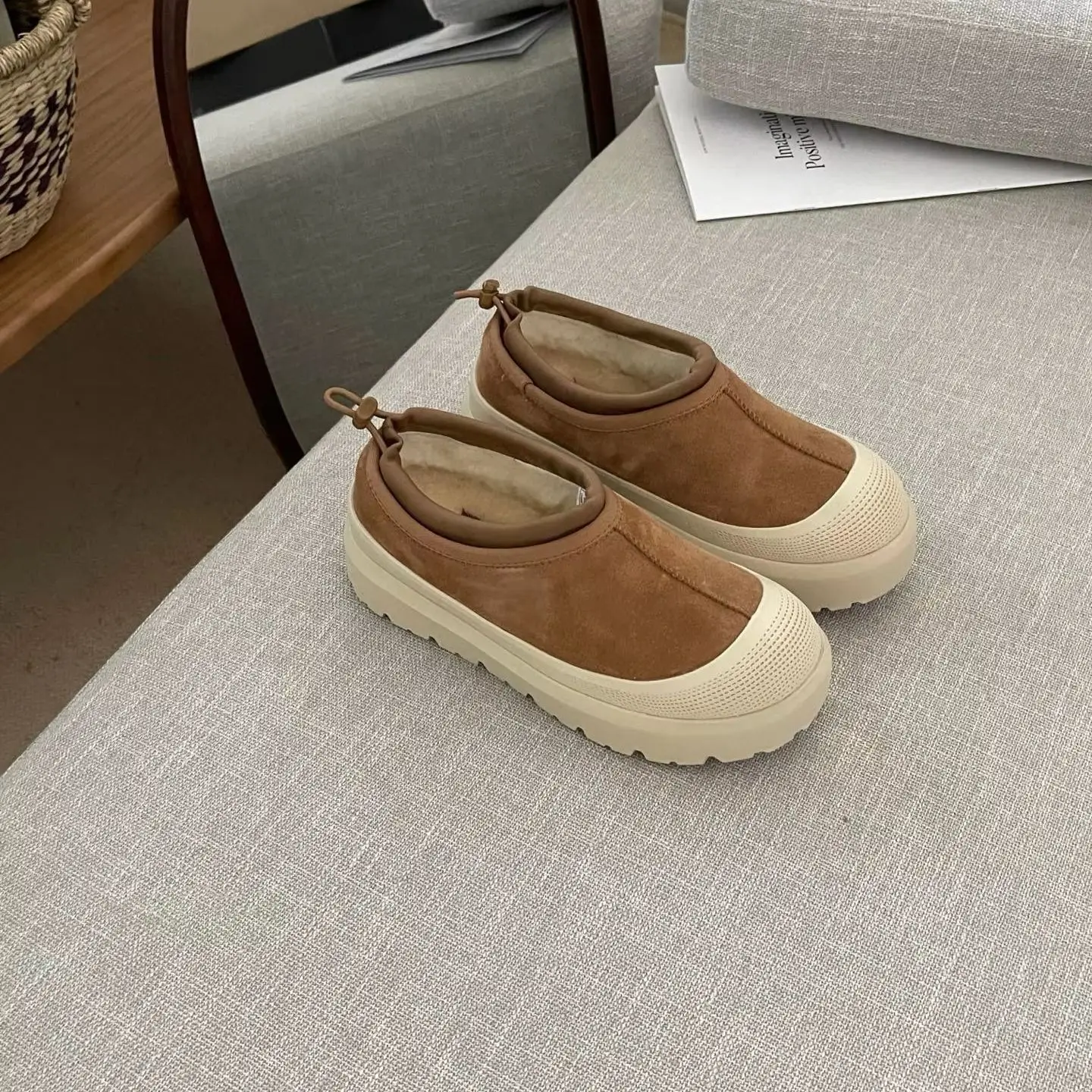 Real leather, real wool snow boots, low cut candy colored wool snow boots, new Tasman casual couple snow boots