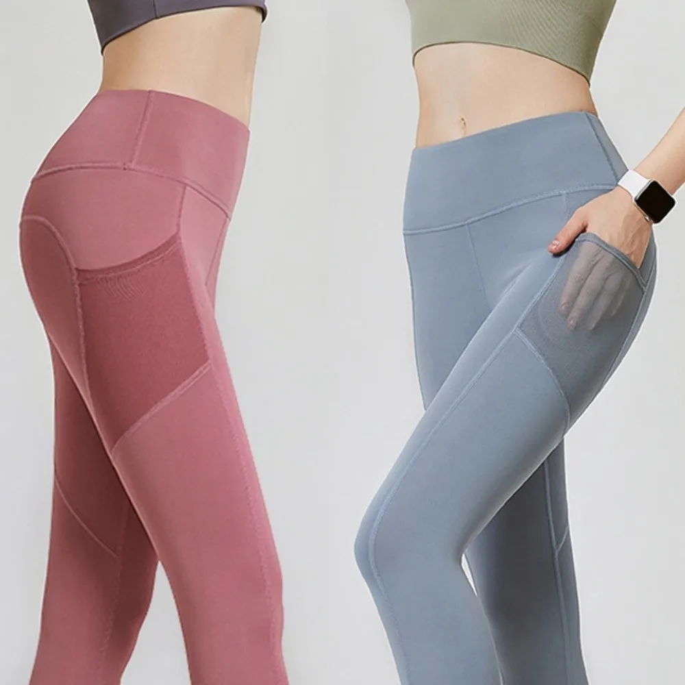 

Gym Pants Calf Length Yoga Cropped Pants Mesh Pocket Sportswear Fitness Pants Quick Dry High Waist Sports Leggings Fitness
