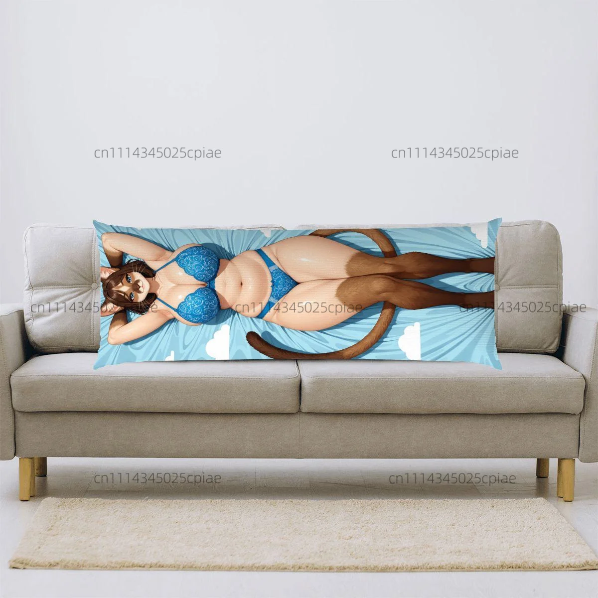 Anime Anthro Cat Girl Body Pillow Cover Double-Sided Print Life-Size Pillowcase Bedroom Home Decor Long Dakimakura Cushion Cover - view 2